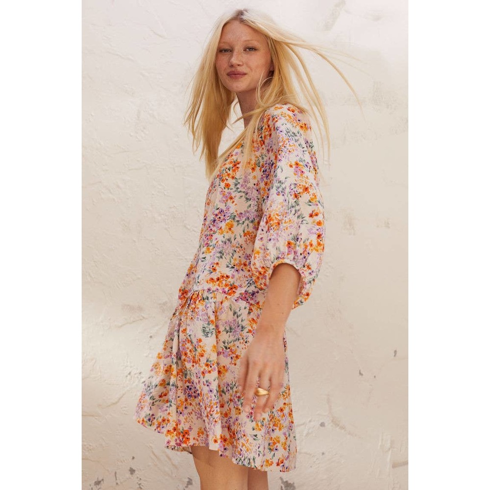 H&M Airy Dress Cream Floral Dress